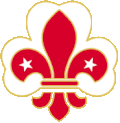Red fleur-de-lis with two stars