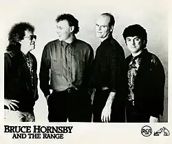 Bruce Hornsby and the Range, 1990. L-R: George Marinelli, Bruce Hornsby, John Molo, and Joe Puerta.