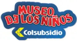 Red text reading "Museo de los Niños" and white text reading Colsubsidio both surrounded by blue shading
