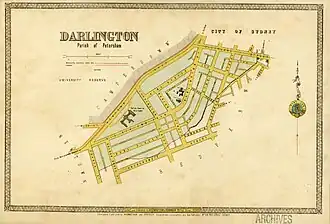 Map of Darlington Municipality from the Atlas of the Suburbs of Sydney, c. 1885.