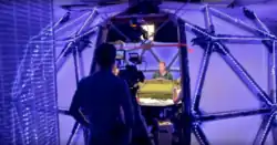 Picture of the dome set taken from outside the dome during filming