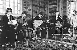 An early line-up of the Early Music Consort (left to right: Christopher Hogwood, David Munrow, James Tyler, Oliver Brookes, James Bowman)