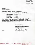 Fanny's original bill of sale to the City of Pawtucket, 1958