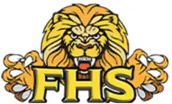 Yellow lion holding the letters "FHS"