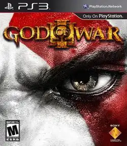 Cover art with a close-up of protagonist Kratos