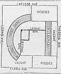 Rough plan for Federal League play at Handlan's Park, 1914