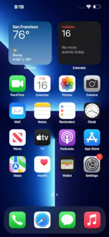 iOS 15 home screen