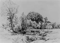 Landscape with Stone Bridge, Pencil on paper, 5.5 inch. x 7.8125 inch., collection of Walters Art Museum