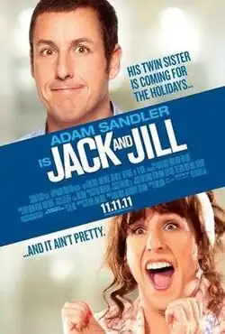 An unhappy man and a happy looking woman. The tagline reads "His twin sister is coming for the holidays... and it ain't pretty".