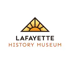 Official logo of the Lafayette History Museum showing a stylized sunrise inside a triangular frame.