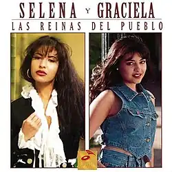 Album cover for Las Reinas del Pueblo featuring side-by-side portraits of Selena and Graciela Beltrán, with the album title and artists' names in bold white text.