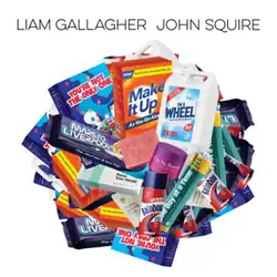 A spiral of assorted household items on a white background