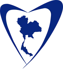 Logo of Bhumjaithai Party, a map of Thailand surrounded by two boomerangs forming a heart