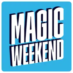 The name "MAGIC WEEKEND" in white text on a light blue background.