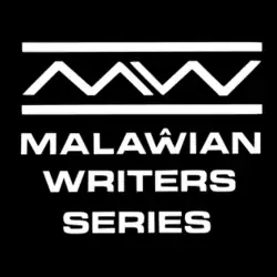 A high-contrast white-on-black logo. The top feature is a stylized monogram where the letters 'M' and 'W' are connected in a continuous, angular line resembling mountain peaks, framed by two horizontal rules. The text 'MALAWIAN WRITERS SERIES' follows in three stacked rows. Notably, a circumflex accent appears above the word 'MALAWIAN'.