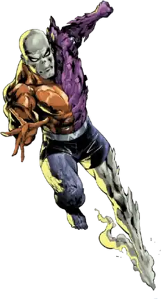 Metamorpho smiling and standing on a periodic table