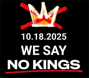 No Kings logo, depicting a crossed-out drawing of a crown