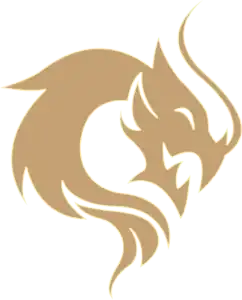 Logo of the esports organisation "Peace", featuring a smiling Chinese dragon curved in the shape of the letter "C"
