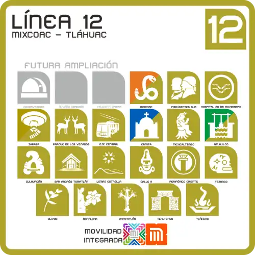 Scheme of the Mexico City Metro Line 12