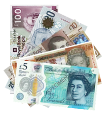 A selection of sterling banknotes