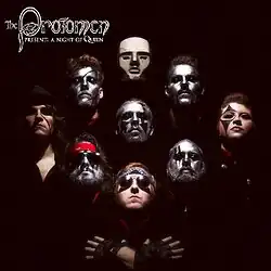 Present: A Night of Queen's cover art. Members of the Protomen stand in a diamond formation against a solid black background.