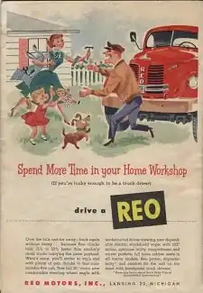 REO advertisement in 1953 (back cover of the October 1953 issue of Popular Mechanics)