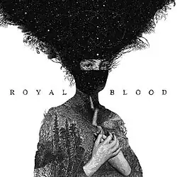 Illustration of a person covered in a mask which extends upwards to reveal a starry sky inside the restraints of the mask, while the person's clothes reveal an outdoor forest scenario inside the restraints of the clothing. The band name/album title are written on either side of the person.