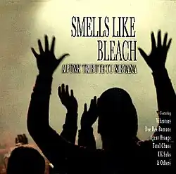 A photo of a crowd of silhouetted people with their arms raised in the air.