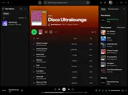 It is showing an album from Kevin MacLeod, and also the playlist queue, as the playlist queue is no longer fullscreen when opened. It's now a sidebar.