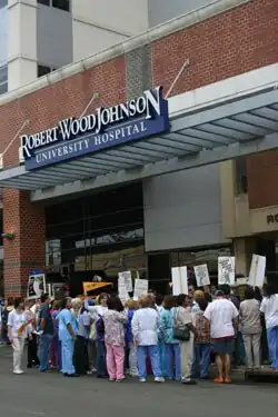 Image 5Registered nurses on strike in 2006 outside Robert Wood Johnson University Hospital.