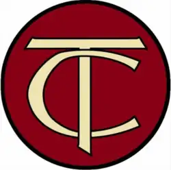 Overlapping "T" and "C" inside a maroon circle