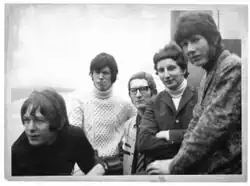 The Attack's founding lineup in early 1967 From left: Gerry Henderson, Richard Shirman, Bob Hodges, David O'List, Alan Whitehead