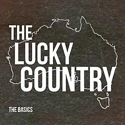 A black-and-white image shows a chalk-like outline of Australia. Over the top is the album title in large, white capitals. The artists' name is at bottom left in smaller white capitals.
