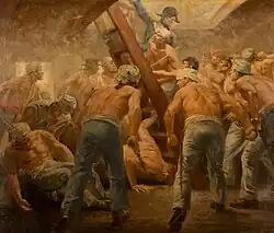 The Scuffle Below (1918) oil on canvas, 24-inch. x 28-inch.