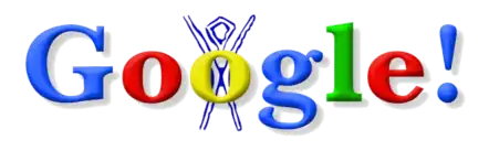 Google logo with Burning Man symbol behind the second O