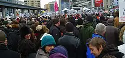 Toronto crowds of protesters in Yonge-Dundas Square