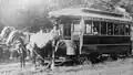 Union Pacific Railroad, Council Bluffs Transfer Depot horse-streetcar in 1882 in Omaha, the streetcars connected the nearby train depots in Omaha and Council Bluffs, to the Council Bluffs Transfer Depot and hotel