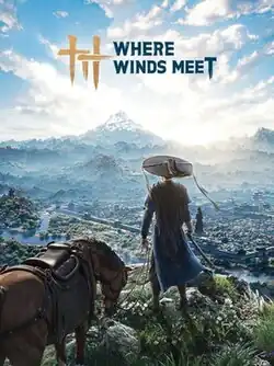 Cover art, depicting a wanderer leading a horse while gazing over a city and its surrounding landscape