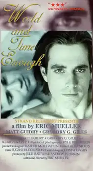VHS cover with gold script title text over close-up portrait of young man with another young man reclining behind him
