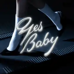 A picture of Beer walking on a treadmill, wearing black heels and white socks, alongside the title of the song in the center.