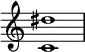 {
\override Score.TimeSignature
#'stencil = ##f
\relative c' {
\time 4/4
\set Score.tempoHideNote = ##t \tempo 1 = 60
<c dis'>1
}
}