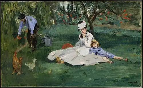 La Famille Monet dans son jardin, 1874, 61&nbsp;×&nbsp;99,7&nbsp;cm, New York, Metropolitan Museum of Art