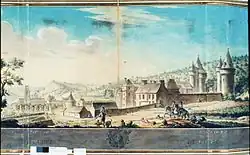 Peinture figurant l’arrivée du prince de Condé au château de Palaiseau au XVIIe&nbsp;siècle.