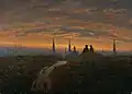 Carl Gustav Carus: Vue sur Dresde au coucher du soleil, 1822