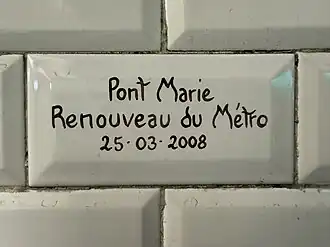 Carreau en souvenir de l'opération « Renouveau du métro ».