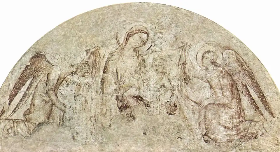 Sinopia de la Vierge à l'Enfant (porche de Notre-Dame des Doms).