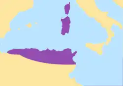 Carte du royaume vandale d'Afrique.