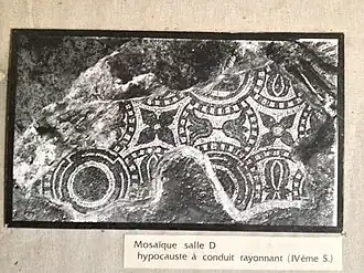 Photo des mosaïques de l'hypocauste de la villa.