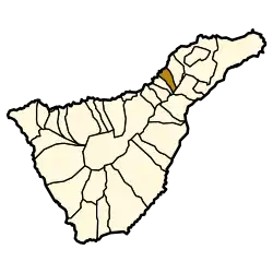Localisation d'El Sauzal dans l'île de Tenerife.