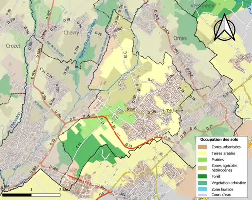 Carte en couleurs présentant l'occupation des sols.